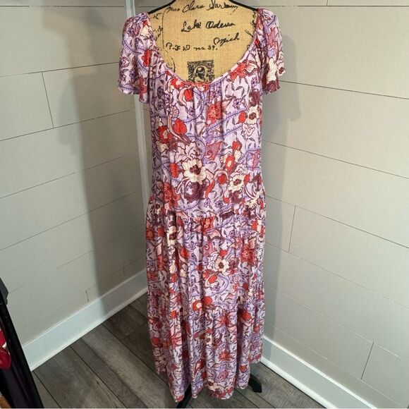Knox Rose Floral Print Tiered Short Sleeve Maxi Dress - Medium - Picture 1 of 10